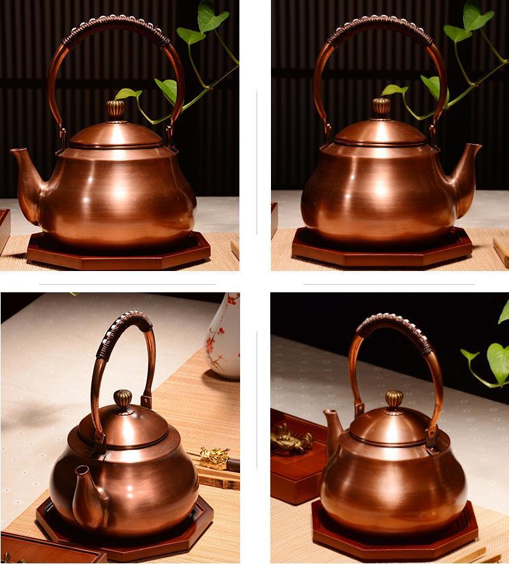 職人手作り 鋳銅 急須 古風銅瓶 やかん 提梁壺 煮茶壷 茶道具 銅びん 