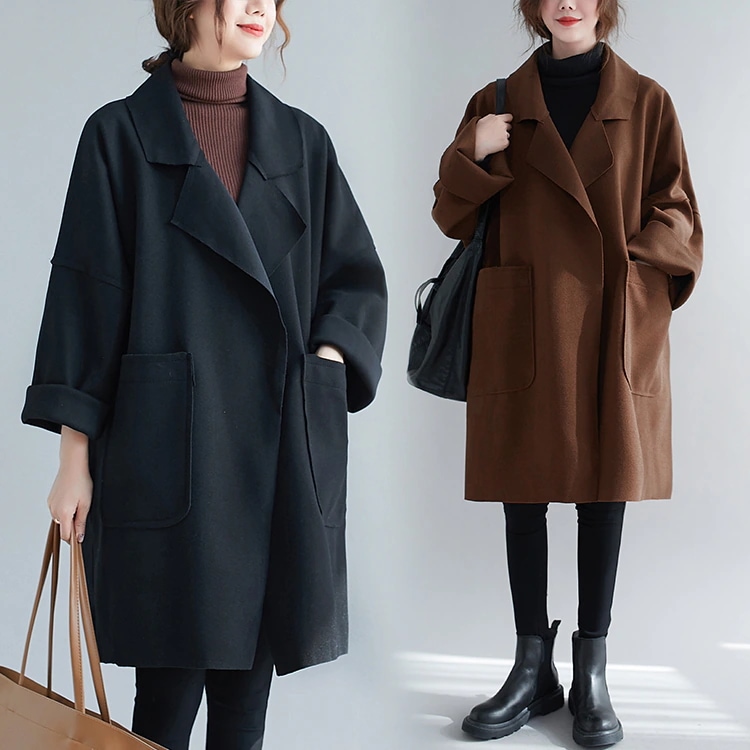 チェスターコート レディース ライトコート コーディガン 前開き オーバーサイズ ブラック ブラウ