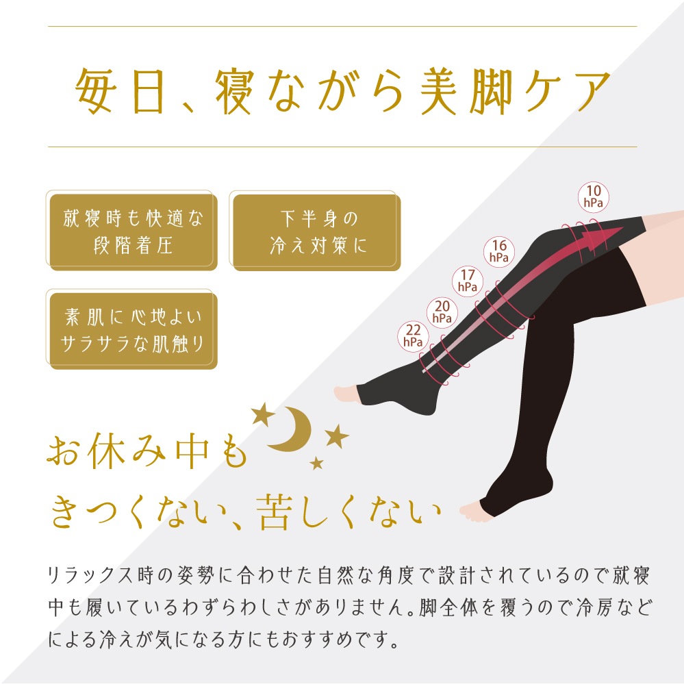 【5枚組】 むくまナイトソックス むくみの軽減 予防 血行(静脈還流)の促進 一般医療機器 日本製