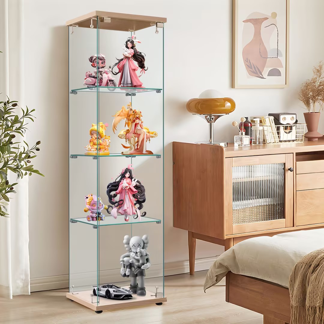 【国内発送】118 コレクションケース ガラスディスプレイキャビネット フィギュアケース 4段 ナチュラル 強化ガラス 全面ガラス サイズ:幅42.5×奥行36.5×高さ162cm 【国内発送】118 コレクションケース ガラスディスプレイキャビネット フィギュアケース 4段 ナチュラル 強化ガラス 全面ガラス サイズ:幅42.5×奥行36.5×高さ162cm