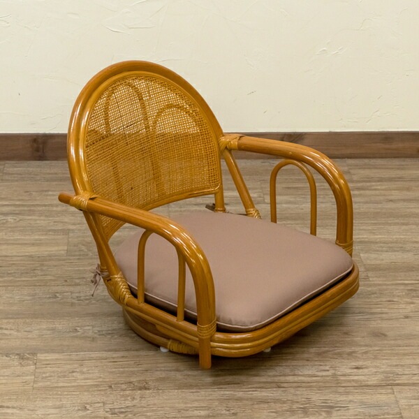 ラタン 回転座椅子 ロータイプ HN（ハニー） 座椅子