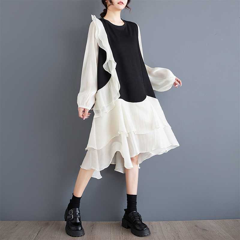 2025新作 高品质 ワンピース 長袖ワンピース イレギュラー ラッフル 色切り替え ドレス パーティードレス シャツワンピース レディース 2025新作 高品质 ワンピース 長袖ワンピース イレギュラー ラッフル 色切り替え ドレス パーティードレス シャツワンピース レディース