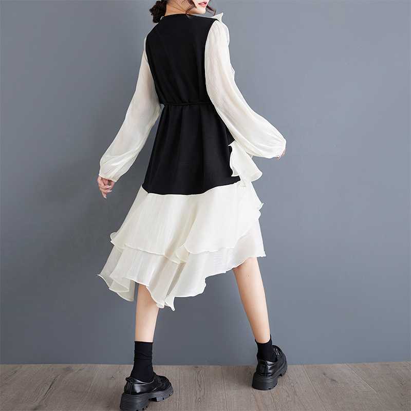 2025新作 高品质 ワンピース 長袖ワンピース イレギュラー ラッフル 色切り替え ドレス パーティードレス シャツワンピース レディース 2025新作 高品质 ワンピース 長袖ワンピース イレギュラー ラッフル 色切り替え ドレス パーティードレス シャツワンピース レディース