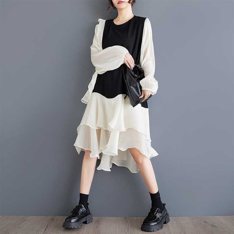 2025新作 高品质 ワンピース 長袖ワンピース イレギュラー ラッフル 色切り替え ドレス パーティードレス シャツワンピース レディース 2025新作 高品质 ワンピース 長袖ワンピース イレギュラー ラッフル 色切り替え ドレス パーティードレス シャツワンピース レディース
