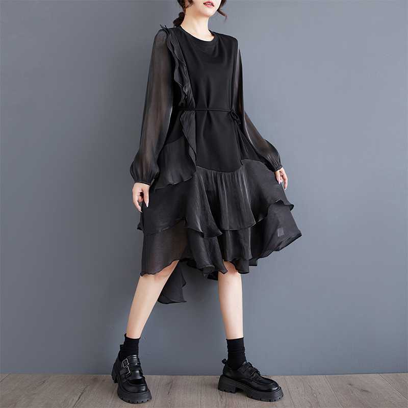 2025新作 高品质 ワンピース 長袖ワンピース イレギュラー ラッフル 色切り替え ドレス パーティードレス シャツワンピース レディース 2025新作 高品质 ワンピース 長袖ワンピース イレギュラー ラッフル 色切り替え ドレス パーティードレス シャツワンピース レディース