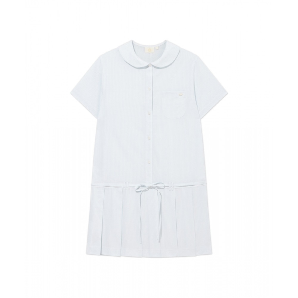 COVERNAT ウーマン プリーツ シャツ ワンピース スカイブルー