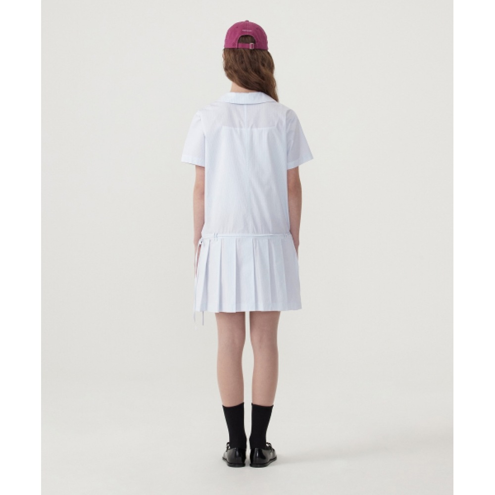 COVERNAT ウーマン プリーツ シャツ ワンピース スカイブルー