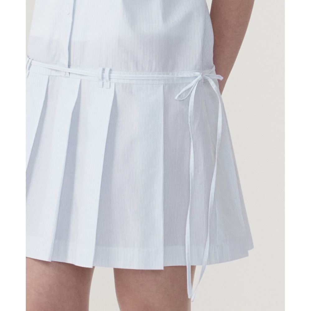 COVERNAT ウーマン プリーツ シャツ ワンピース スカイブルー