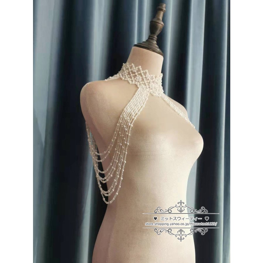 ウエディングボレロ 付け襟 付け袖 パール ビーズ ブライダル 結婚式 花嫁 挙式 ウエディング小物 二次会 ウェディングドレスアレンジ 披露宴 前撮り