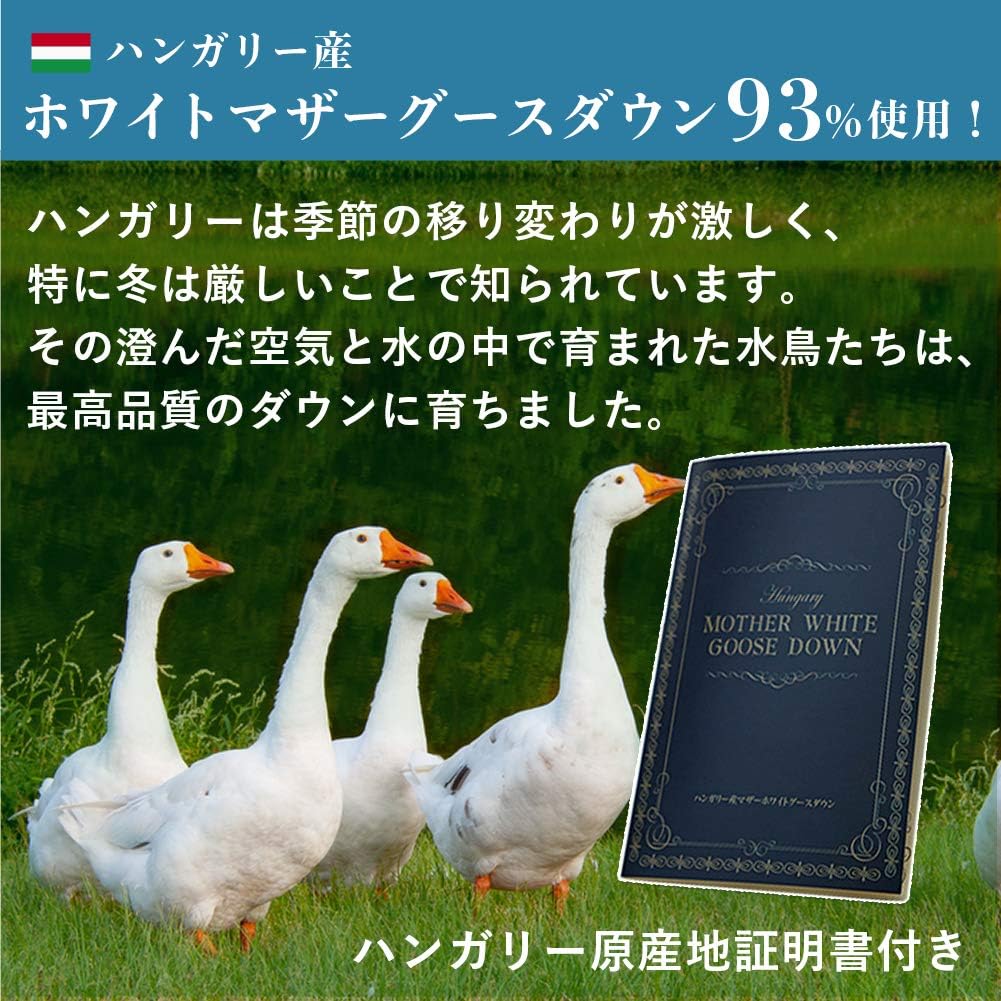 【日本製カバープレゼント】羽毛布団 クイーン 合い掛け 春秋向け 日本製 ハンガリー産ホワイトマザーグースダウン95% 羽毛合掛布団 立体キルト