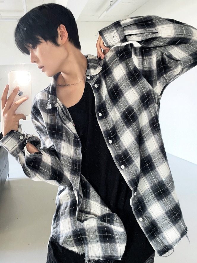 [COSYHARU公式]Cutting Detail Oversized Fit Shirt