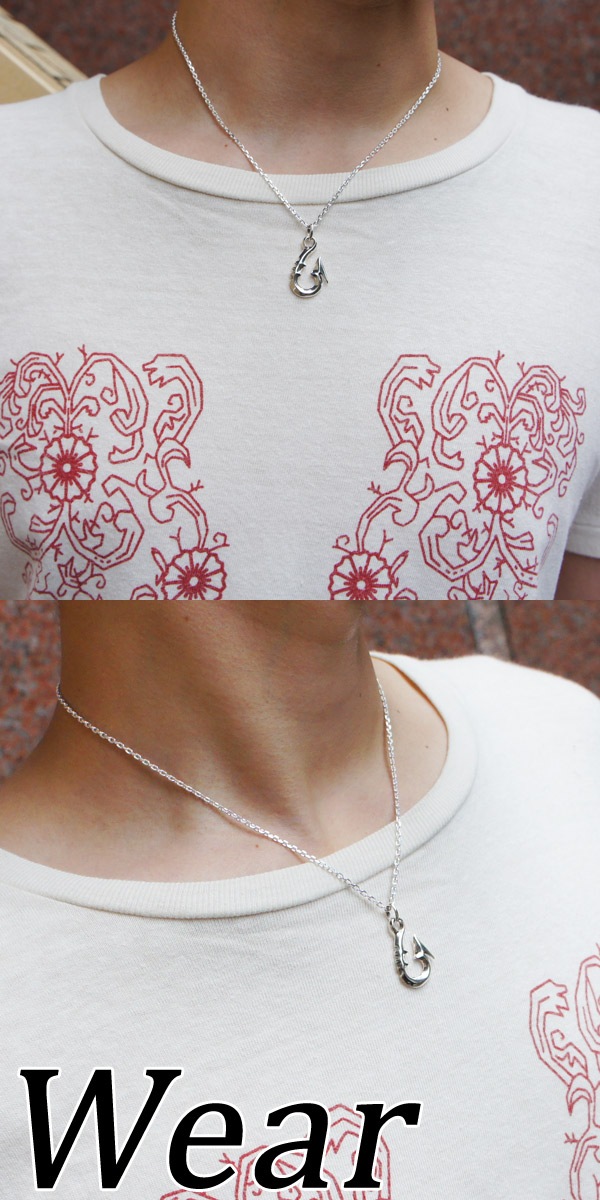 フィッシュフック ワイルド シルバー ネックレス(チェーン付きペンダントトップ