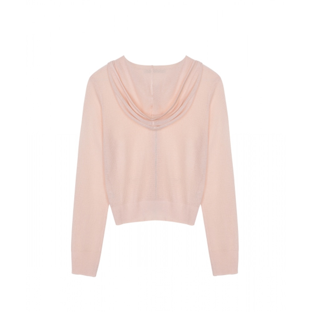 ニック&ニコールフーディーポイントニットジップアップ_アプリコット