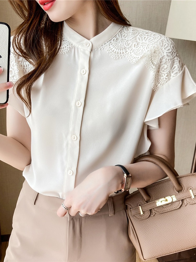 シャツ ブラウス カットソー レディース 半袖 フリル 襟付き 刺繍 レース 上品 かわいい 大人可愛い きれいめ シンプル カジュアル 無地 なつ ママ 学生 お出かけ ホワイト トップス シャツ ブラウス カットソー レディース 半袖 フリル 襟付き 刺繍 レース 上品 かわいい 大人可愛い きれいめ シンプル カジュアル 無地 なつ ママ 学生 お出かけ ホワイト トップス
