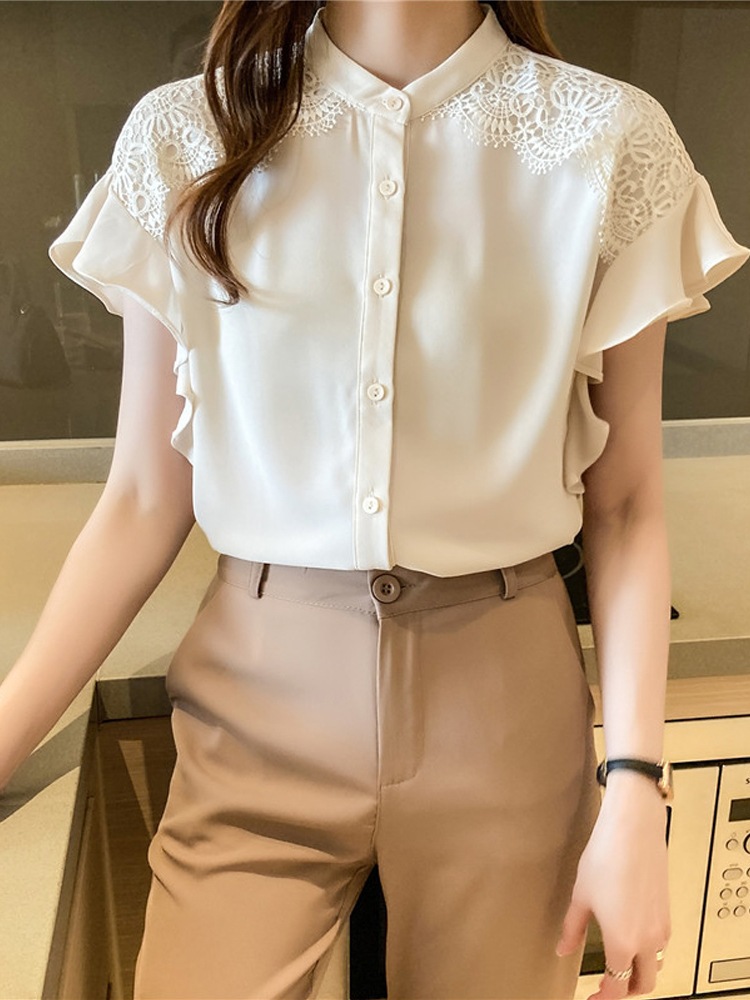 シャツ ブラウス カットソー レディース 半袖 フリル 襟付き 刺繍 レース 上品 かわいい 大人可愛い きれいめ シンプル カジュアル 無地 なつ ママ 学生 お出かけ ホワイト トップス シャツ ブラウス カットソー レディース 半袖 フリル 襟付き 刺繍 レース 上品 かわいい 大人可愛い きれいめ シンプル カジュアル 無地 なつ ママ 学生 お出かけ ホワイト トップス