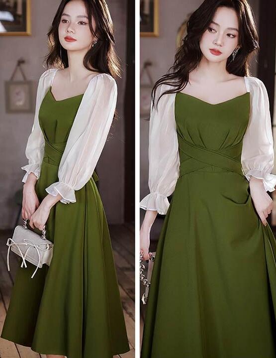 ミモレドレス ひざ下丈ドレス 演奏会 ピアノ 発表会 ブラック 黒 グリーン 緑 ファスナー ラウンドネック 肩出し 袖あり 袖付き フェミニン カクテルドレス 大人 母親 結婚式 体型カバー 誕生日 ミモレドレス ひざ下丈ドレス 演奏会 ピアノ 発表会 ブラック 黒 グリーン 緑 ファスナー ラウンドネック 肩出し 袖あり 袖付き フェミニン カクテルドレス 大人 母親 結婚式 体型カバー 誕生日