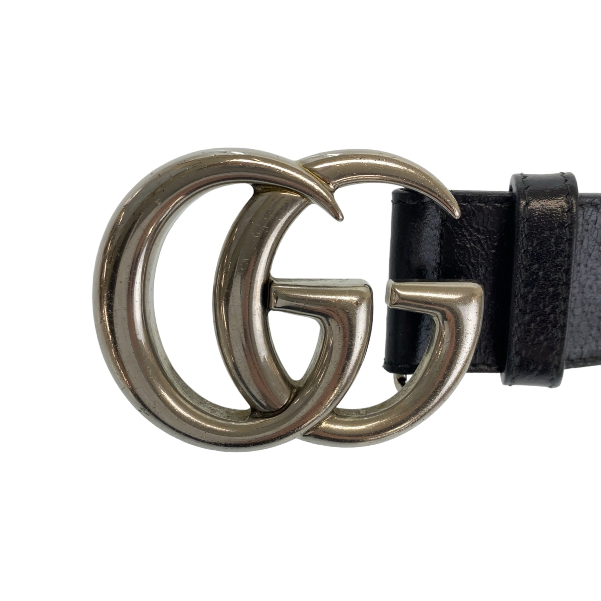 マーモント GGロゴ 84cm/34インチ 男女兼用 ブラック 黒 シルバー金具 レザー 525040 ベルト バックル メンズ 407122