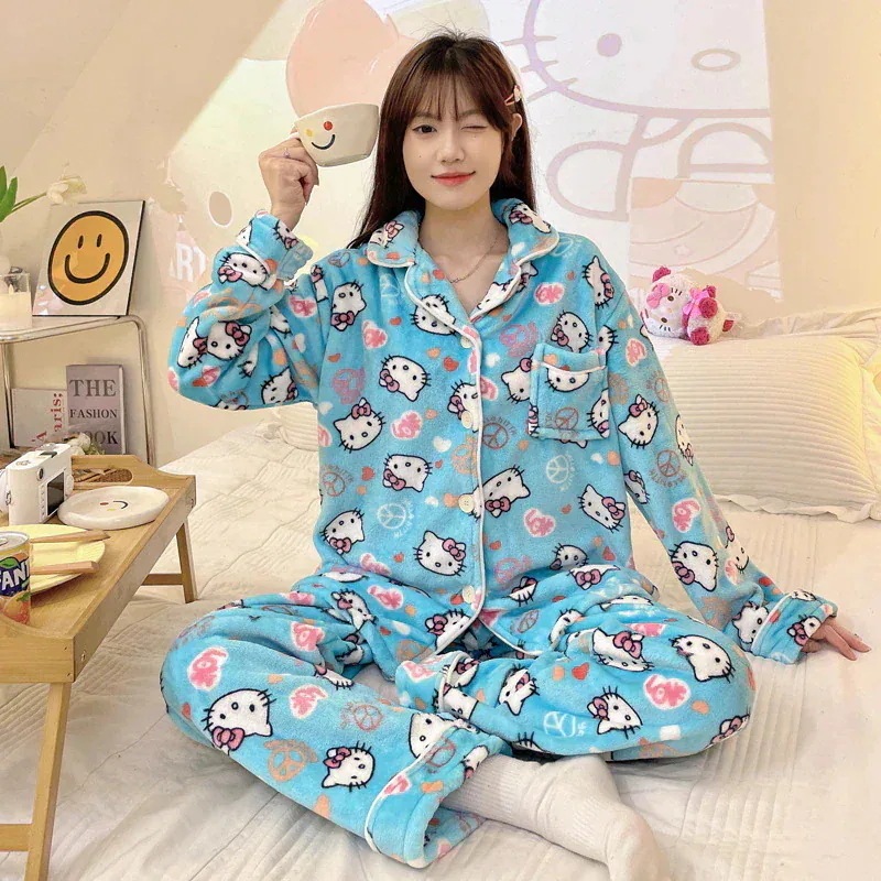 新品登場パジャマ着の新作の漫画女性用フランネル甘くてかわいいホーム服 新品登場パジャマ着の新作の漫画女性用フランネル甘くてかわいいホーム服