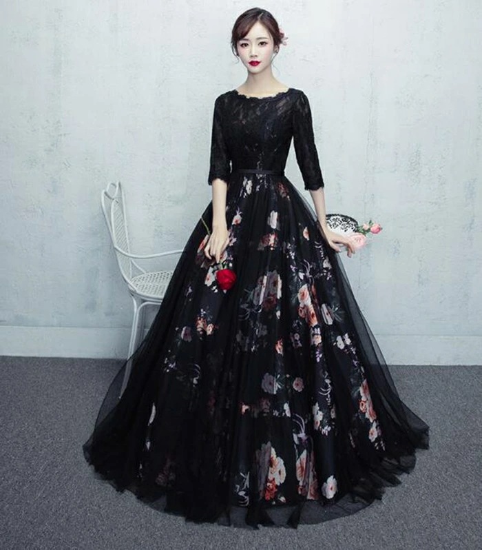 パーティードレス longdress ロングドレス パーティドレス 花柄 刺繍　レース ウェディングドレス ウエディング ドレス 二次会 花嫁 ブライズメイド お呼ばれ ワンピース 袖 ミモレ丈 エン