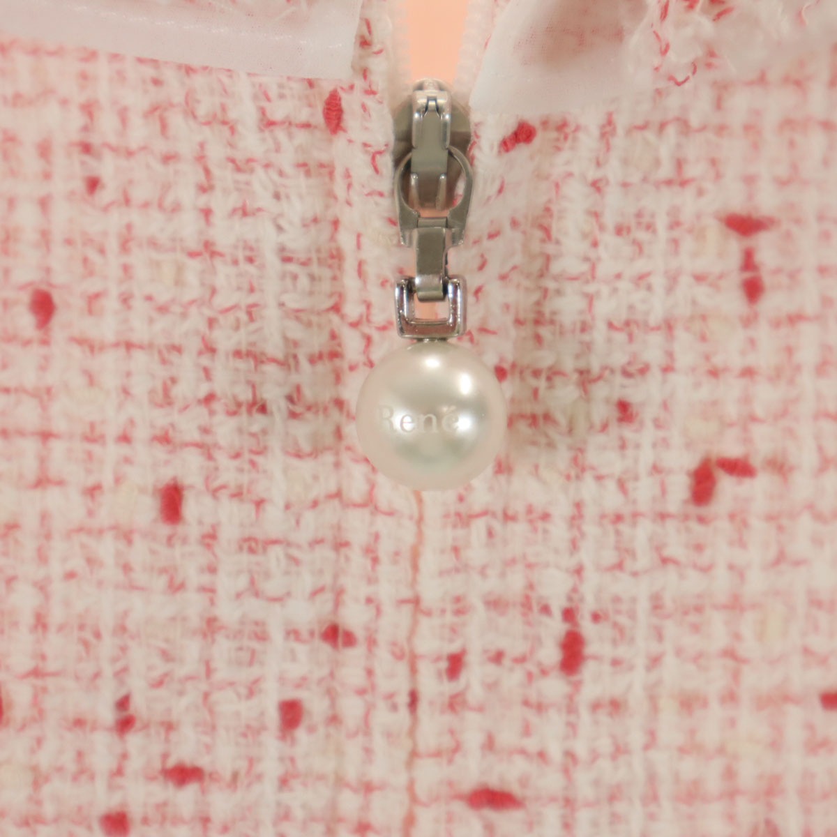 未使用 Rene ルネ 日本製 5分袖 ツイード ジャケット 34 ピンク系 レディース 古着 未使用 Rene ルネ 日本製 5分袖 ツイード ジャケット 34 ピンク系 レディース 古着