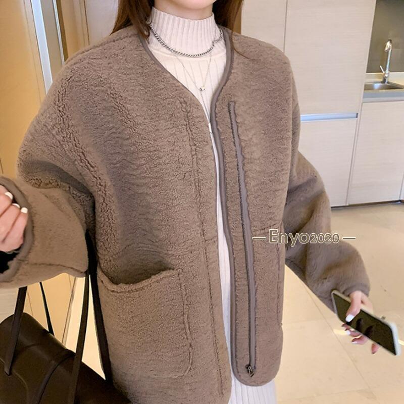 ブルゾン ノーカラー ボアブルゾン パイピング ボア コート