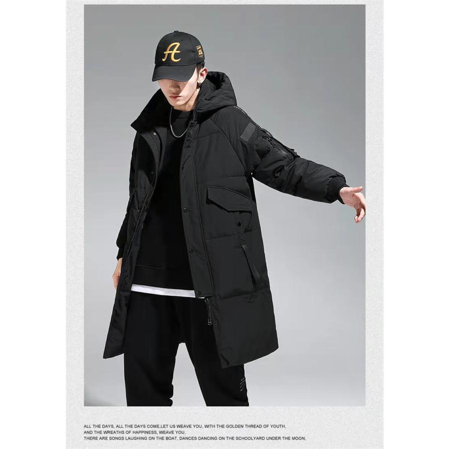 ダウンジャケットメンズダウンコートロングフード付き防寒コートアウIター厚バイカラー多ポケット防寒暖か防風おしゃれ冬韓国風 ダウンジャケットメンズダウンコートロングフード付き防寒コートアウIター厚バイカラー多ポケット防寒暖か防風おしゃれ冬韓国風