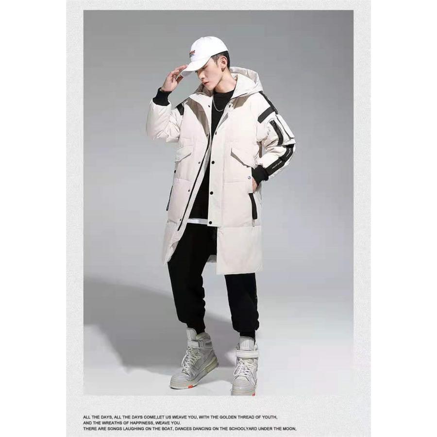 ダウンジャケットメンズダウンコートロングフード付き防寒コートアウIター厚バイカラー多ポケット防寒暖か防風おしゃれ冬韓国風 ダウンジャケットメンズダウンコートロングフード付き防寒コートアウIター厚バイカラー多ポケット防寒暖か防風おしゃれ冬韓国風