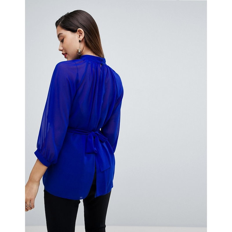 エイソス レディース トップス ブラウス・シャツ【ASOS Sheer Belted Blouse with Open Back】Cobalt blue エイソス レディース トップス ブラウス・シャツ【ASOS Sheer Belted Blouse with Open Back】Cobalt blue