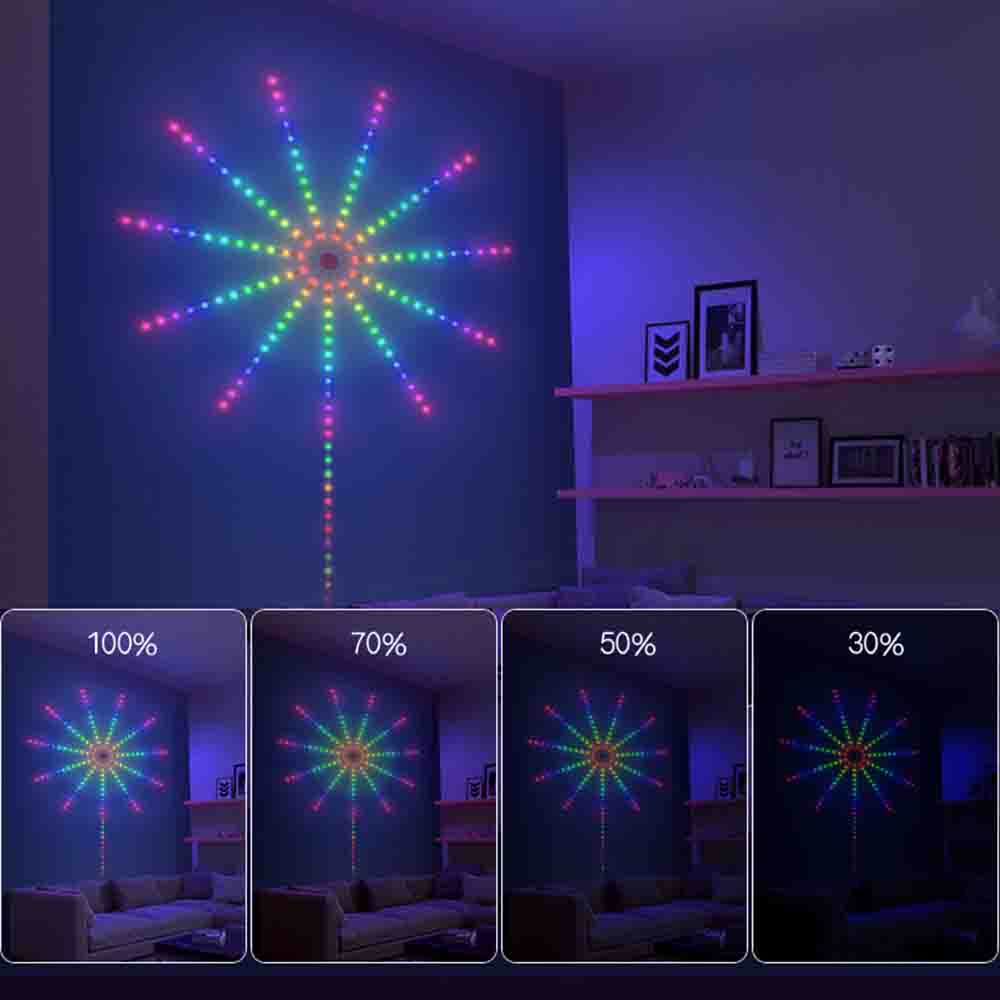 LED花火テープライト APP操作 USB花火ライト 音楽と同期色変化花火ライト 店舗/カラオケ/庭/ホーム装飾用 音楽ledテープライト イルミネーション流れる花火 LEDテープ型 RGB 光が走る