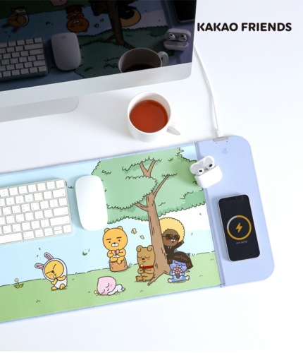 KAKAO FRIENDS 公式正規品 デュアル ワイヤレス充電 ロング マウスパッド スマホ イヤホン 充電可能 KAKAO FRIENDS 公式正規品 デュアル ワイヤレス充電 ロング マウスパッド スマホ イヤホン 充電可能