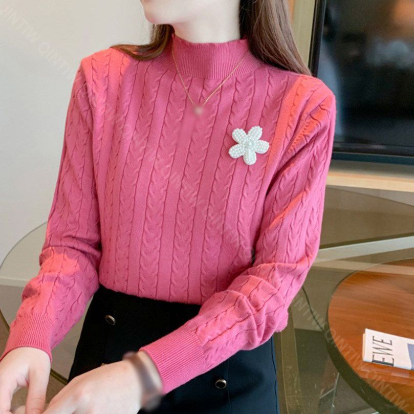 クーポン ニットセーター プルオーバー タートルネック セーター レディース ケーブル編み ハイネック インナー ベーシック ニット セーター 厚手 秋冬 トップス アウター 秋 ストレッチ 長袖 キ