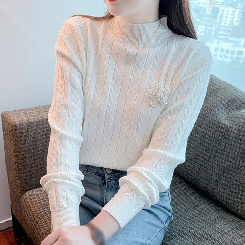 クーポン ニットセーター プルオーバー タートルネック セーター レディース ケーブル編み ハイネック インナー ベーシック ニット セーター 厚手 秋冬 トップス アウター 秋 ストレッチ 長袖 キ