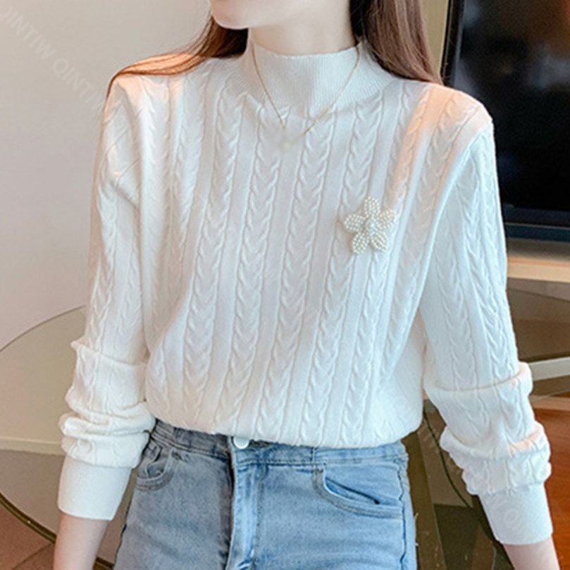 クーポン ニットセーター プルオーバー タートルネック セーター レディース ケーブル編み ハイネック インナー ベーシック ニット セーター 厚手 秋冬 トップス アウター 秋 ストレッチ 長袖 キ