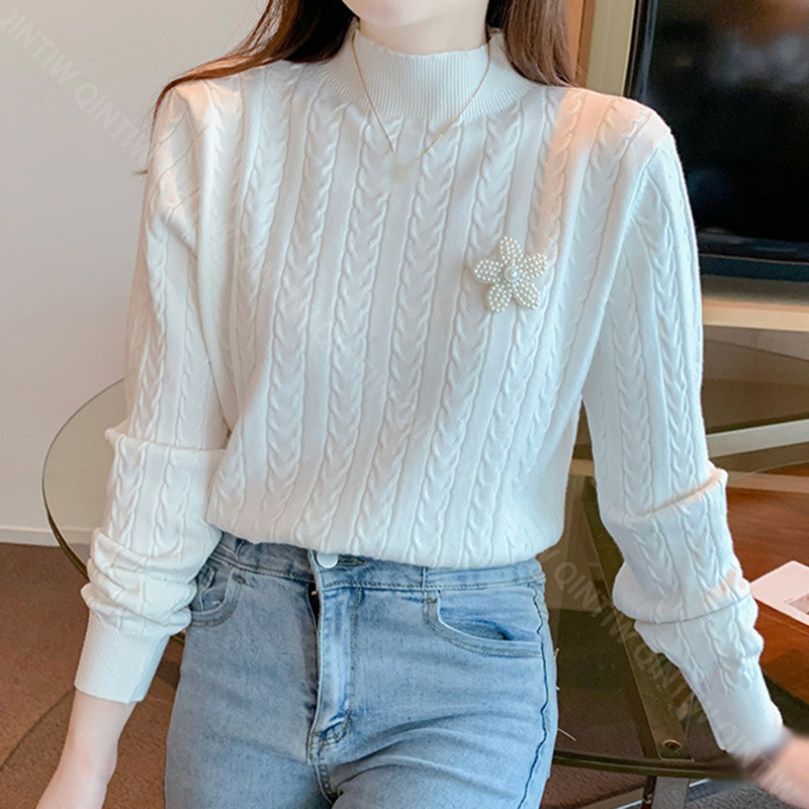 クーポン ニットセーター プルオーバー タートルネック セーター レディース ケーブル編み ハイネック インナー ベーシック ニット セーター 厚手 秋冬 トップス アウター 秋 ストレッチ 長袖 キ