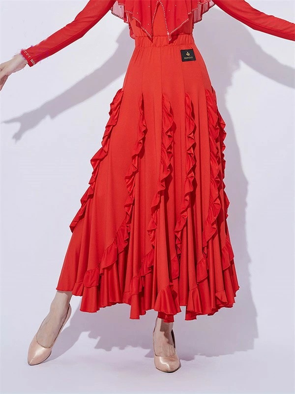 社交ダンスドレス 社交ダンススカート 練習着 社交ダンス 社交ダンス衣装 スカート フレアスカート 黒 ブラック ゴムスカート レッスン用 レディース ラテンスカート ダンス衣装 競技ダンス モダン