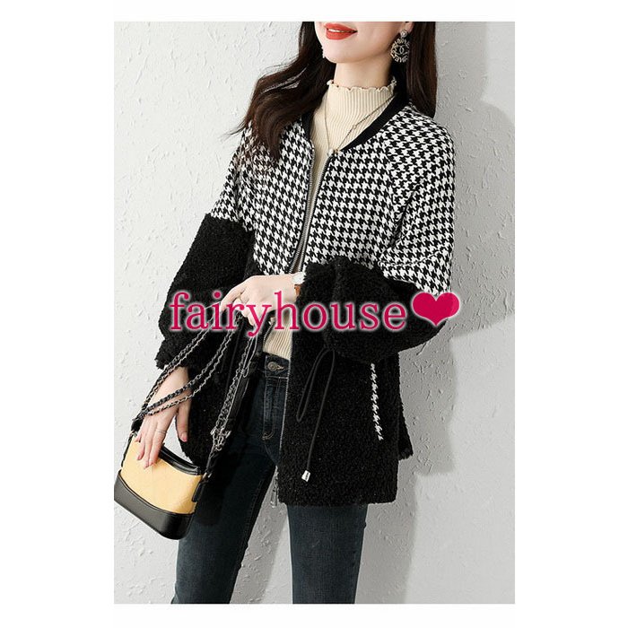 スタジャン ジャケット レディース 秋冬新作 40代 長袖チェック柄ジャケット ミディアム丈コート