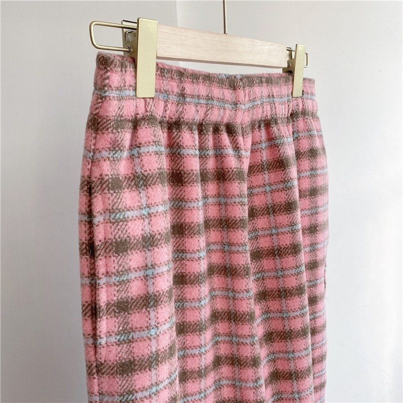 チェック柄 ストレート パンツ ワイドレッグ カジュアル ボトムス パンツ ロング かわいい 大人可愛い カジュアル レトロ こなれ感 ラフ メンズライク ボーイッシュ ルーズ 春 秋 冬 クリスマス