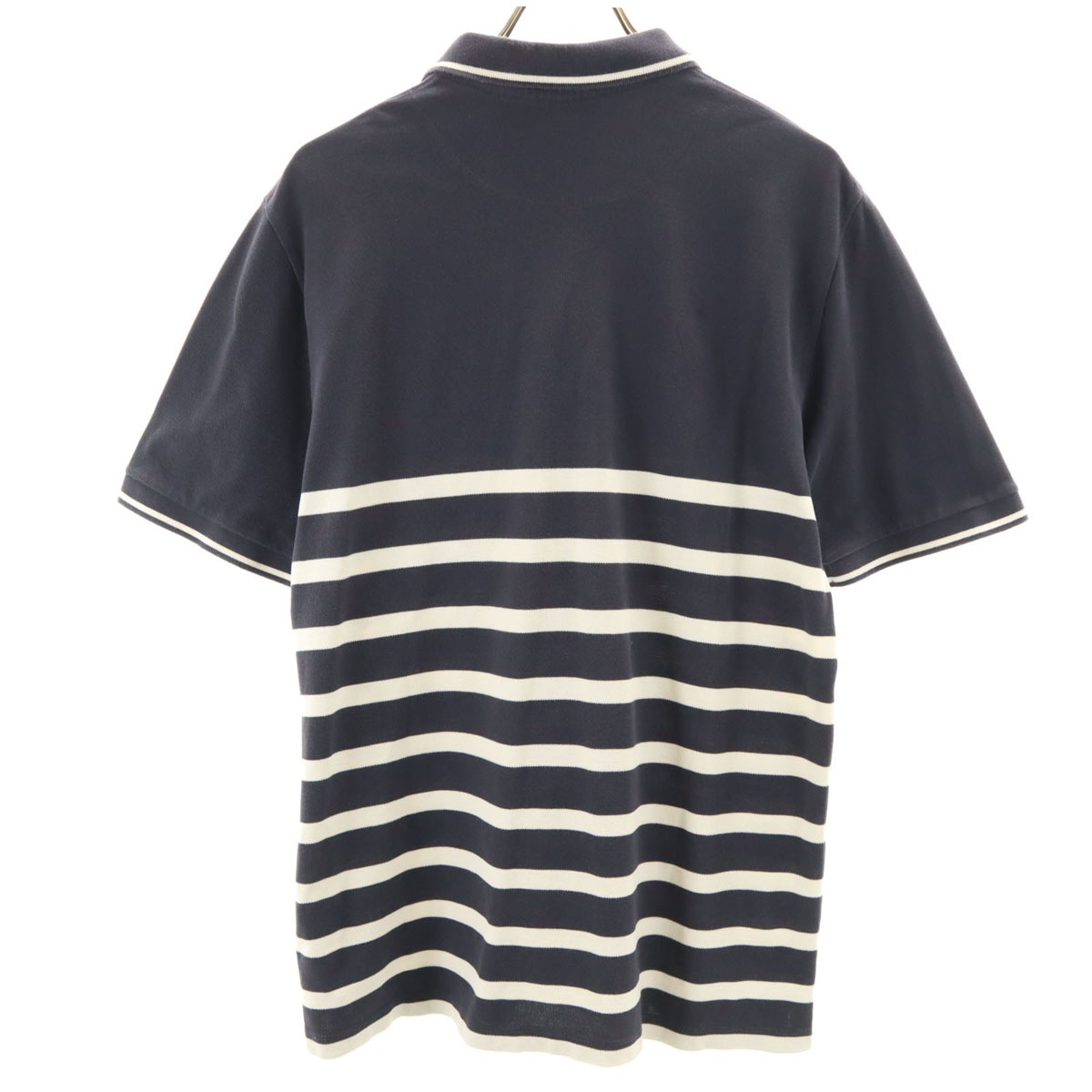 ボーダー柄 半袖 ポロシャツ L チャコールネイビー C3121 メンズ 古着 ボーダー柄 半袖 ポロシャツ L チャコールネイビー C3121 メンズ 古着