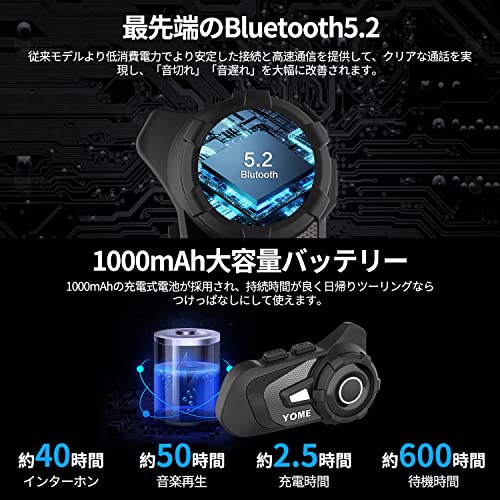 バイクインカム【2023年新登場 最先端Bluetooth5.2】イヤホン 最大10人同時通話 最大通話距離2000M 無線機いんかむ 連続40H時間通話 CVC8.0ノイズキャンセリング バイクインカム【2023年新登場 最先端Bluetooth5.2】イヤホン 最大10人同時通話 最大通話距離2000M 無線機いんかむ 連続40H時間通話 CVC8.0ノイズキャンセリング