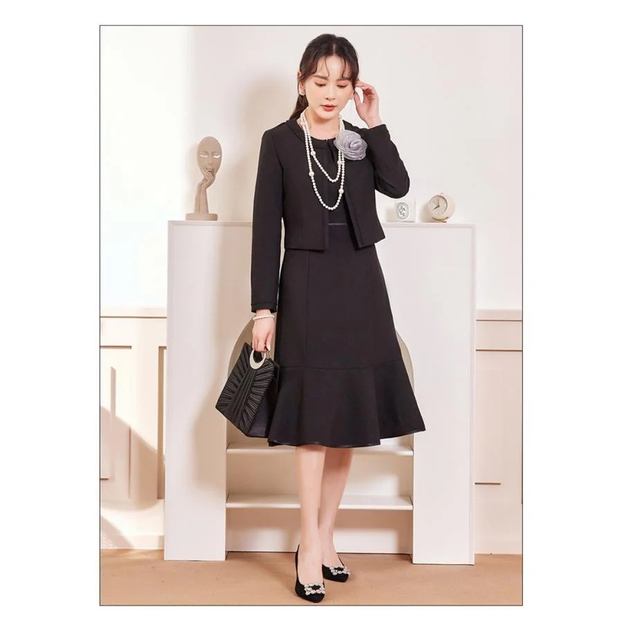 喪服 礼服 レディース ブラックフォーマル オール 洗える 冠婚葬祭 体型カバー ジャケット 半袖 葬式/二次会/面接/仕事着/入園式など