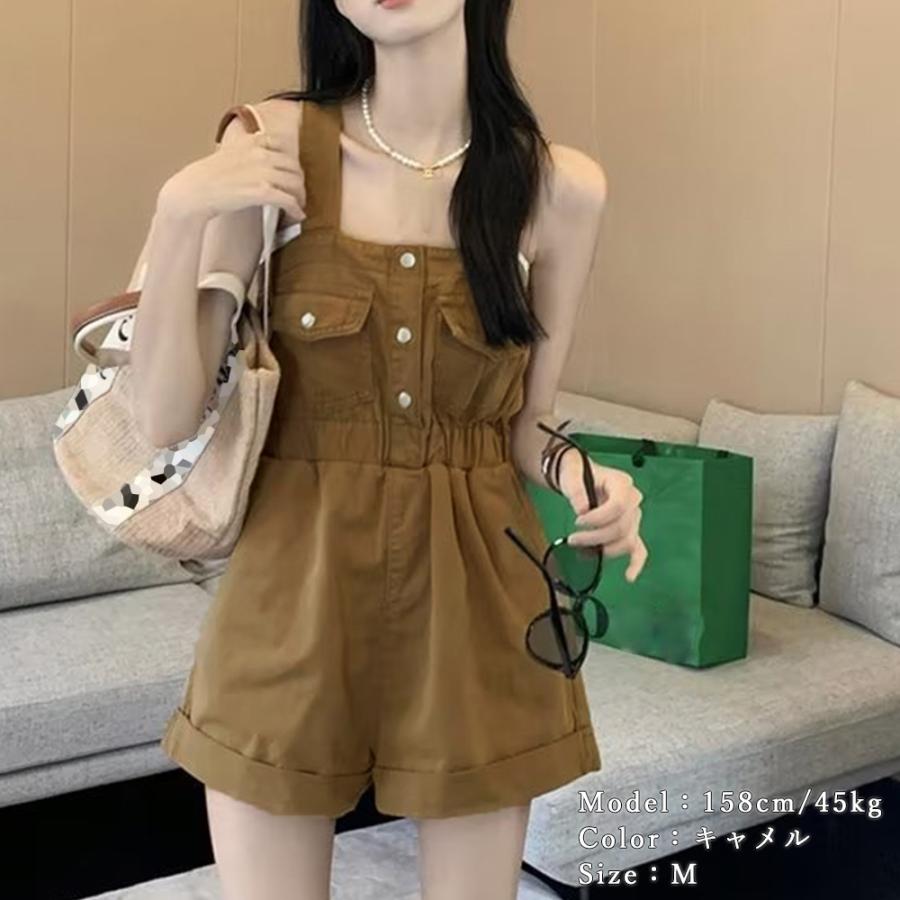 デニムサロペットショート丈オールインワン【ネコポス可】 デニムサロペットショート丈オールインワン【ネコポス可】