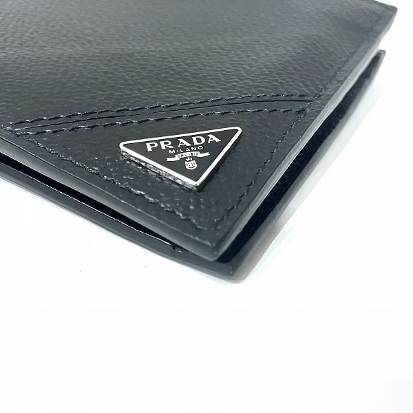 プラダ PRADA サフィアーノ ブラック 2つ折り財布 ユニセックス 【中古】