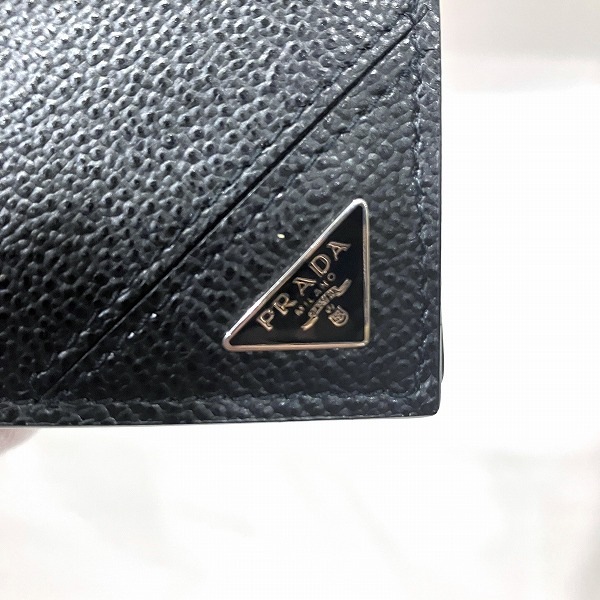 プラダ PRADA サフィアーノ ブラック 2つ折り財布 ユニセックス 【中古】