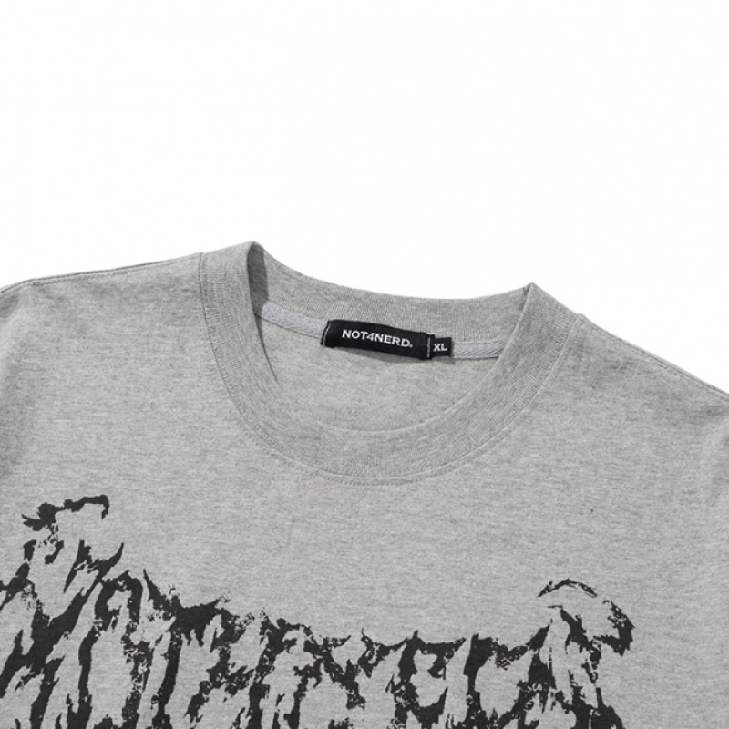 NOT4NERD スプリットTシャツ-グレー
