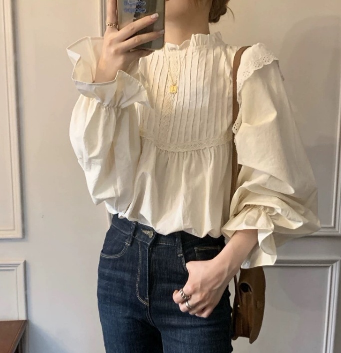 フリルブラウス ハイネック ボリューム袖 トップス ブラウス レギュラー丈 長袖 萌袖 セミフレア 細身 ストレート 裾ワイド レース 刺繍 シフォン 薄手 かわいい シンプル カジュアル 大人 フリルブラウス ハイネック ボリューム袖 トップス ブラウス レギュラー丈 長袖 萌袖 セミフレア 細身 ストレート 裾ワイド レース 刺繍 シフォン 薄手 かわいい シンプル カジュアル 大人