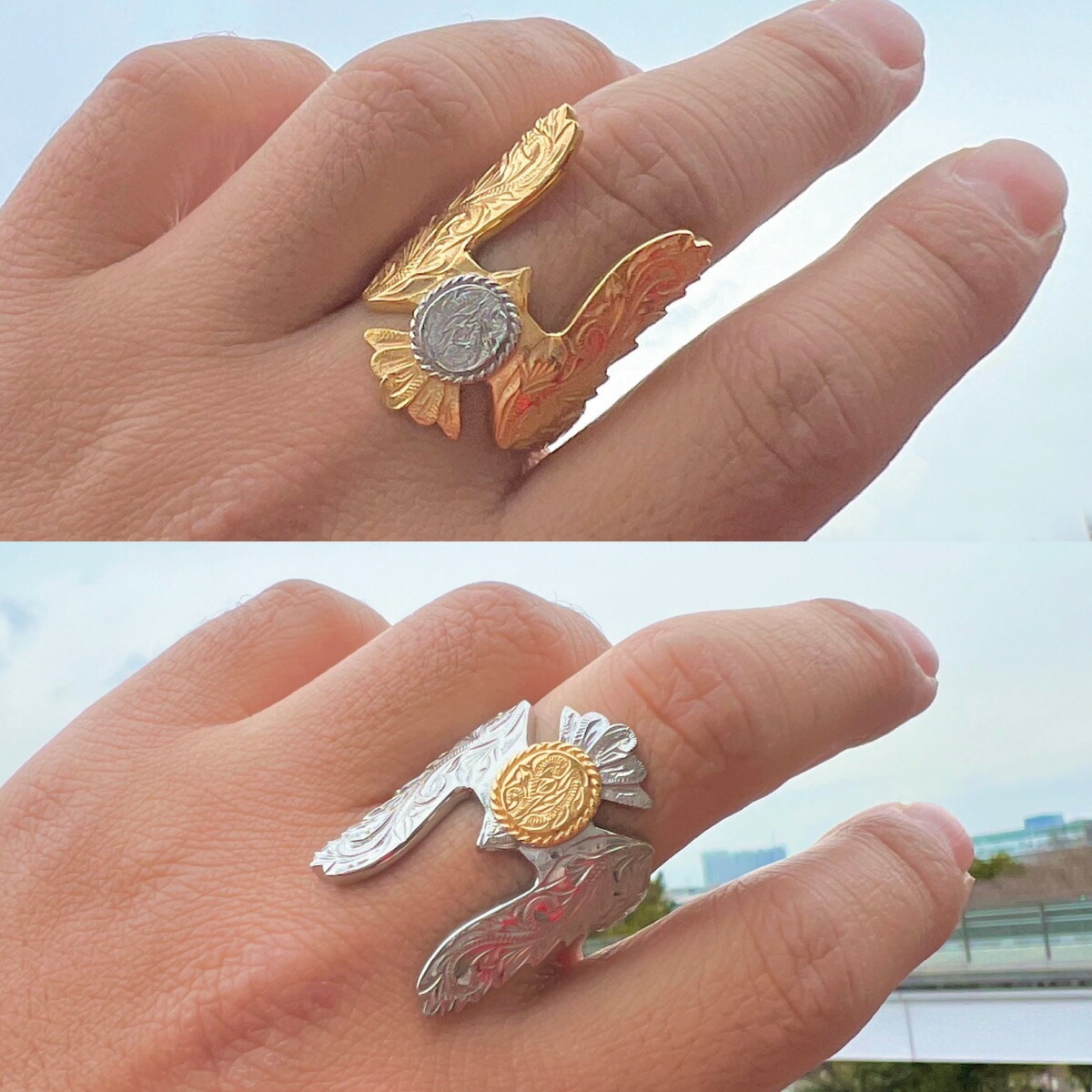 リング メンズ サージカルステンレス316L製 ハワイアン イーグル 鷲 コイン プルメリア 波 リング メンズ サージカルステンレス316L製 ハワイアン イーグル 鷲 コイン プルメリア 波