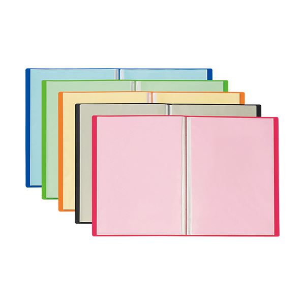 (まとめ) ライオン事務器 クリアーブックMINANO(ミナノ) A4タテ 80ポケット 背幅50mm ブルー CR-80M 1冊 (×10セット)