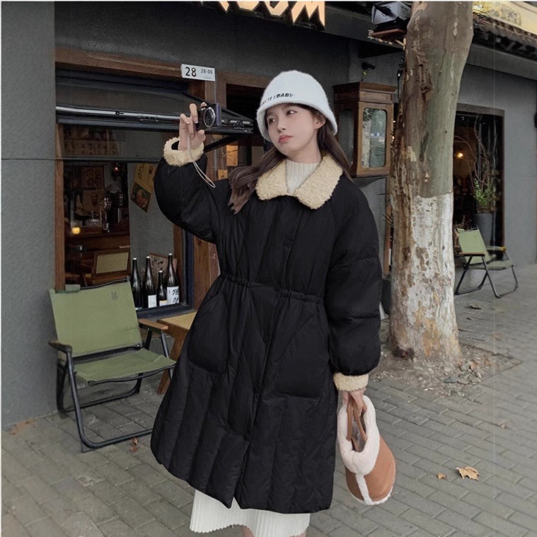 韓国版の中で長い羊の小毛ダウンジャケットの女性2024の新しい甘い百合腰の白いアヒルのダウンジャケットの女性 mdprevattcaulkingandwaterproofing.com