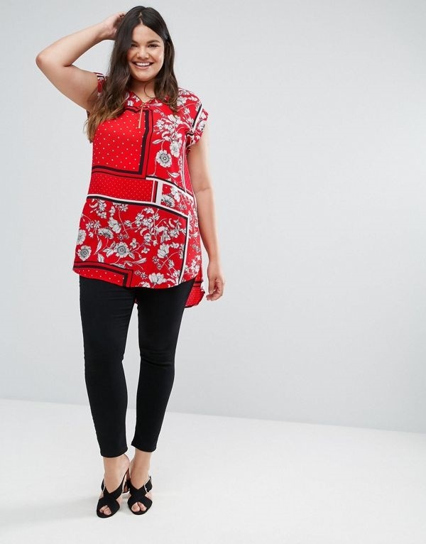 New Looks ニュールック レディース 大きめサイズ ゆったりサイズ 送料無料 Red pattern New Look Curve Scarf Print Tunic Top New Looks ニュールック レディース 大きめサイズ ゆったりサイズ 送料無料 Red pattern New Look Curve Scarf Print Tunic Top