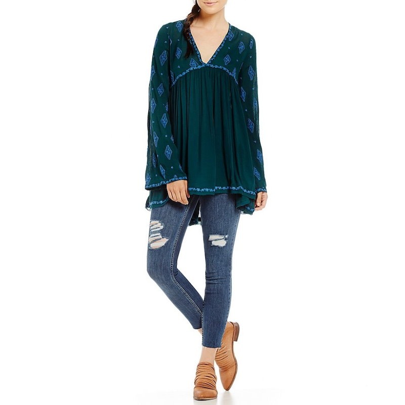 フリーピープル レディース トップス ブラウス・シャツ【Free People Diamond Embroidered Bell Sleeve Tunic】Dark Green フリーピープル レディース トップス ブラウス・シャツ【Free People Diamond Embroidered Bell Sleeve Tunic】Dark Green